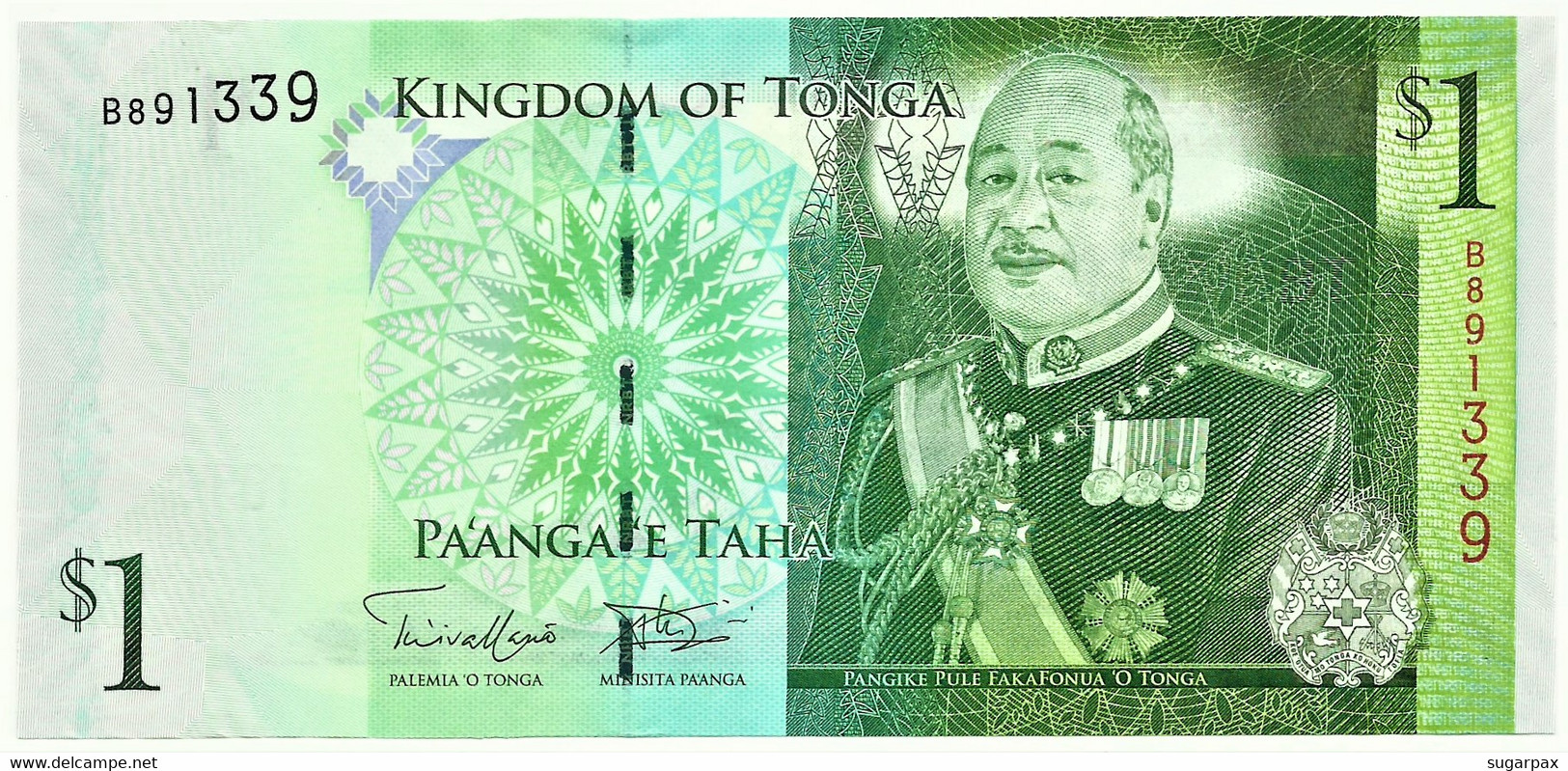 Tonga - 1 Pa'anga - ND ( 2008 ) - Pick 37 - Unc. - Prefix B - King Tupou V - Tonga