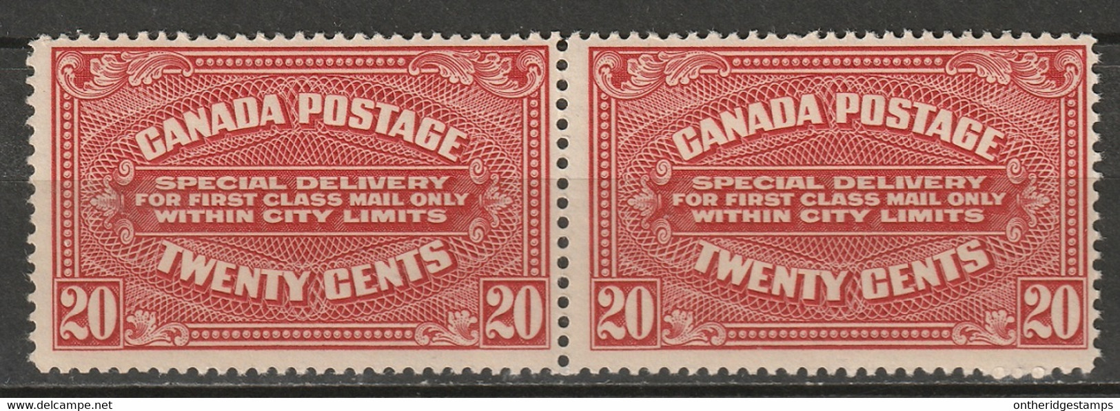 Canada 1922 Sc E2  Special Delivery Pair MLH* - Exprès