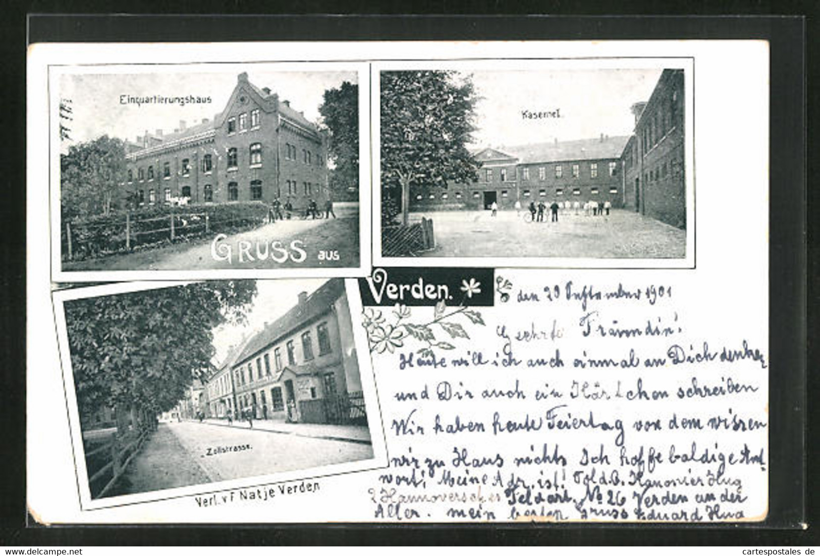 AK Verden, Zollstrasse, Kaserne I. & Einquartierungshaus - Verden