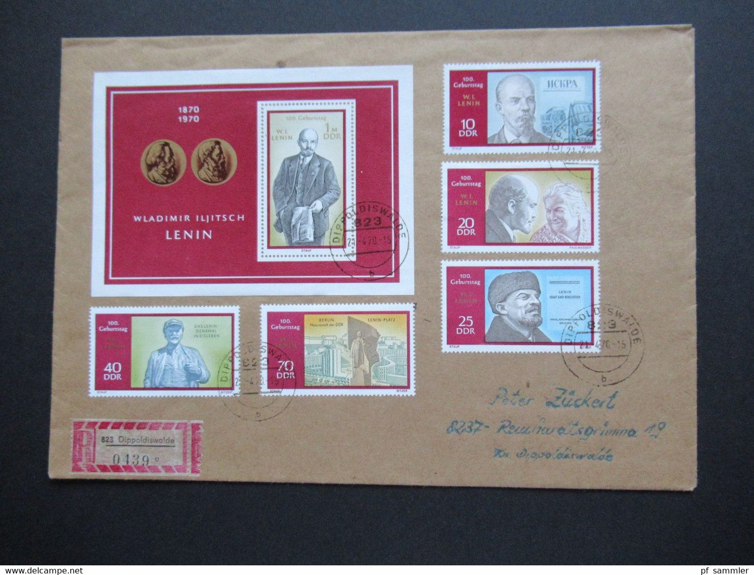 DDR 1970 100. Geburtstag Von Wladimir Iljitsch Lenin Nr. 1557 / 1561 Und Block 31 Einschreiben Dippoldiswalde - Covers & Documents