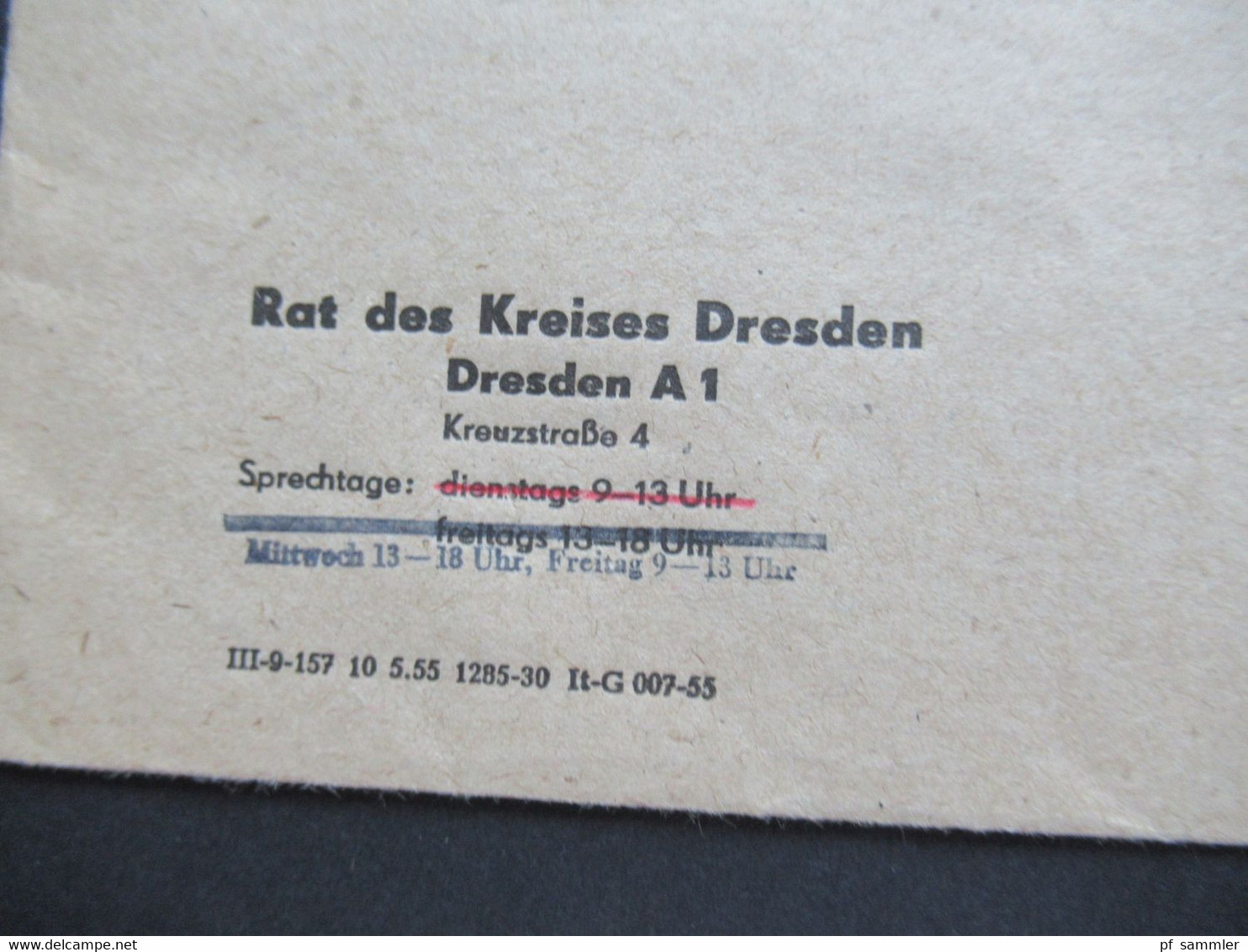 DDR 1956 Dienstmarke Für Den ZKD Nr. 6 MeF Rat Des Kreises Dresden An Das Vermessungsbüro D. Reichsbahn In Dresden - Altri & Non Classificati