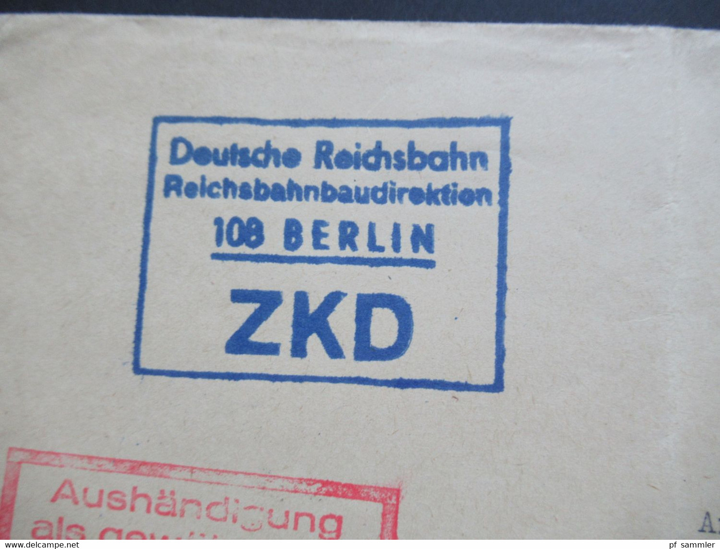 DDR 1970 ZKD Deutsche Reichsbahn Reichsbahnbaudirektion Berlin Roter Stempel Aushändigung Als Gewöhnliche Postsendung - Other & Unclassified