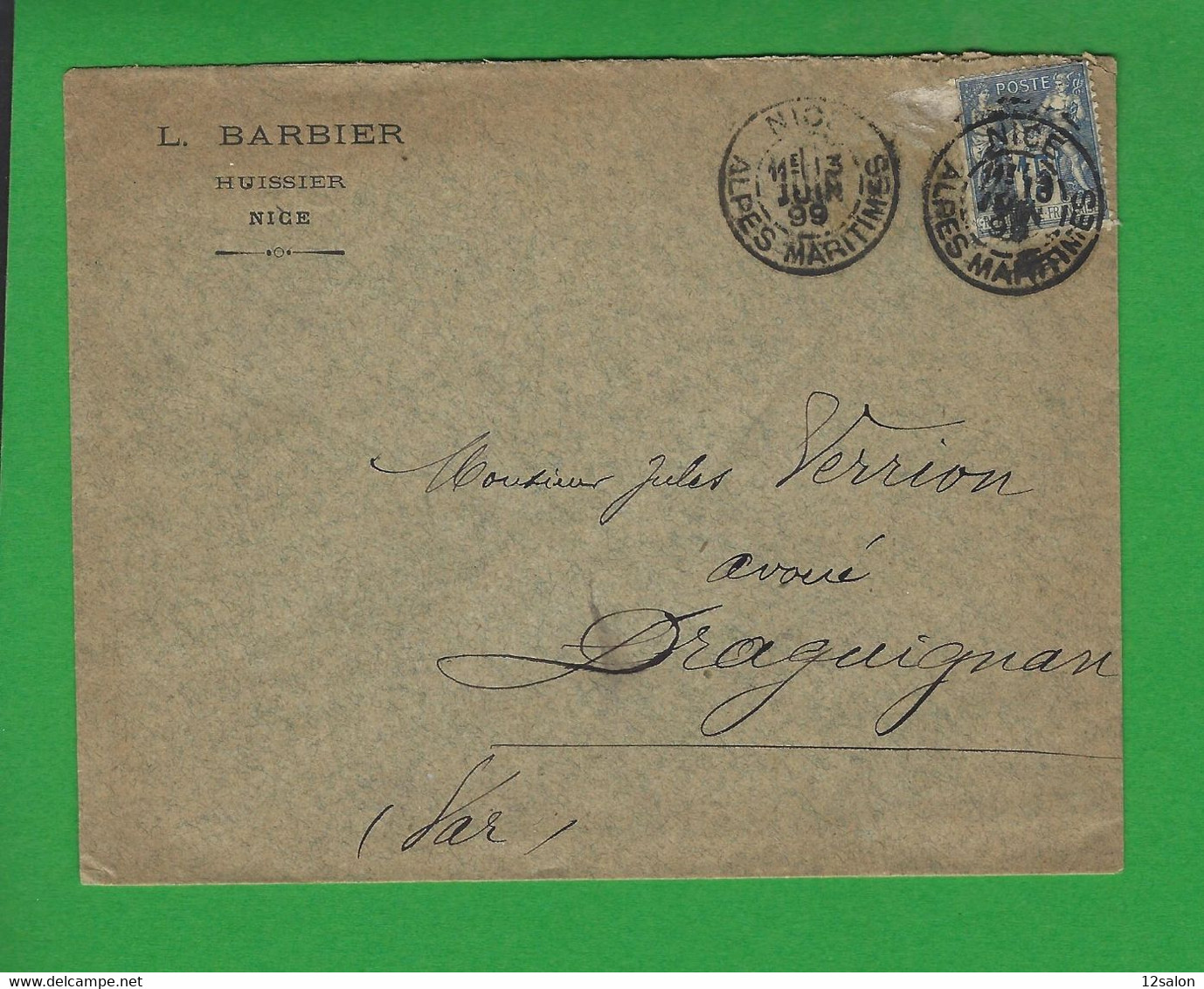 LETTRE ALPES MARITIMES N° 90 Obl NICE - 1877-1920: Semi Modern Period