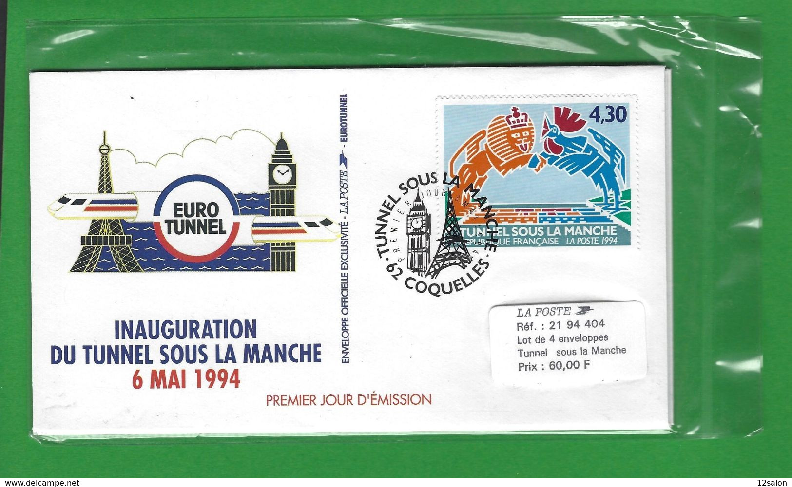 LETTRE 1ER JOUR TUNNEL SOUS LA MANCHE - Andere & Zonder Classificatie