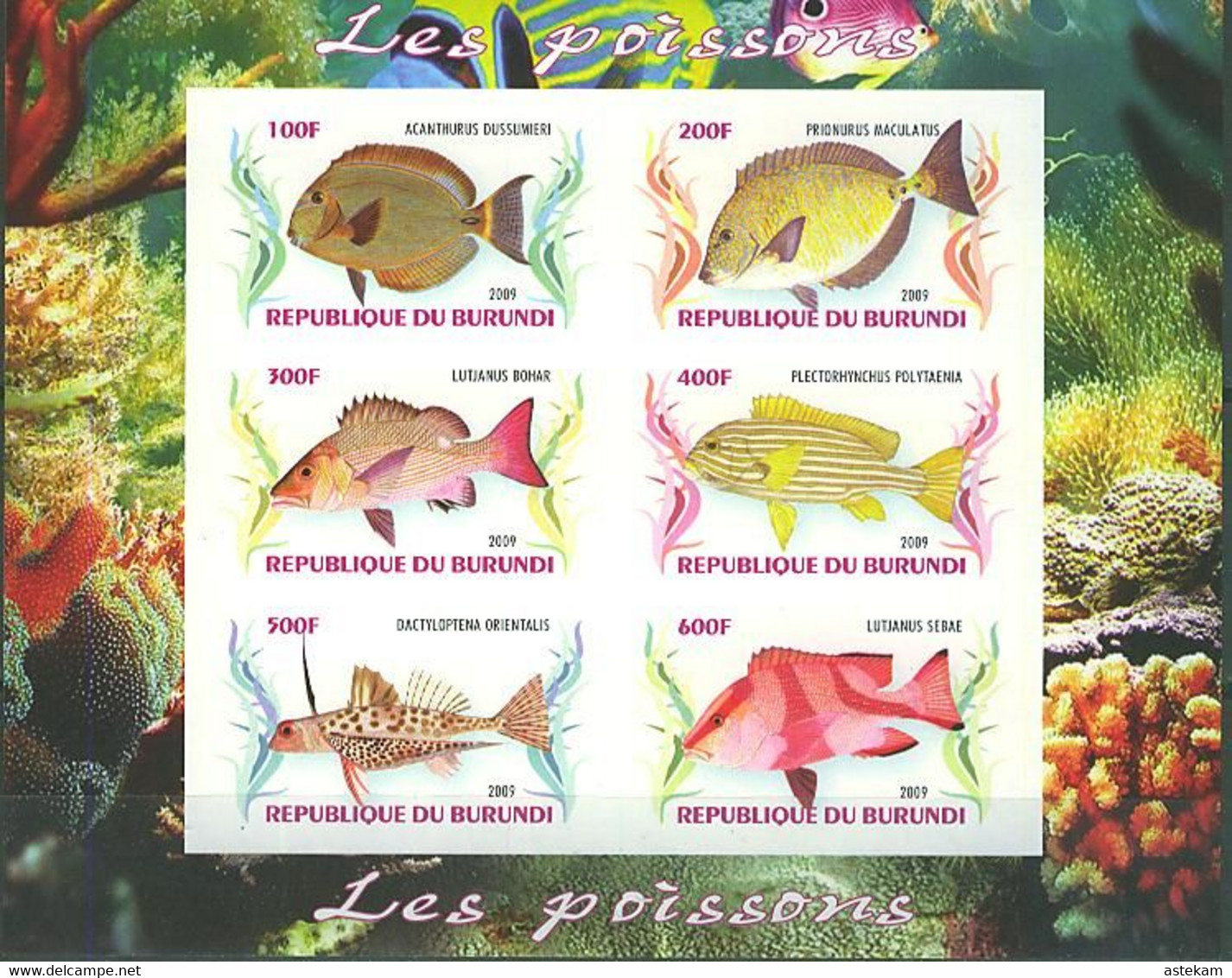 BURUNDI 2009, MARINE FAUNA, FISHES, 2 COMPLETE, MNH SERIES In SMALL SHEETS With GOOD QUALITY, *** - Unused Stamps