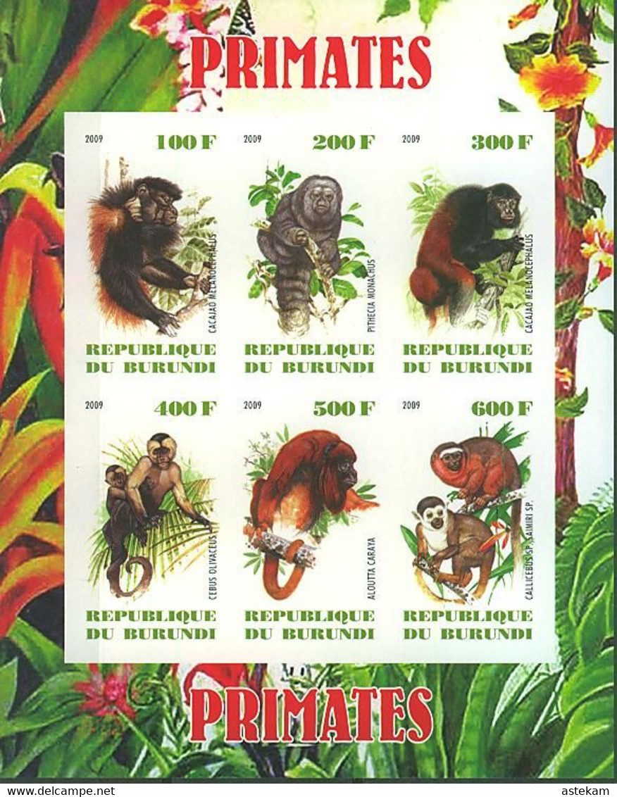 BURUNDI 2009, FAUNA, PRIMATES, COMPLETE, MNH SERIES In SMALL SHEET With GOOD QUALITY, *** - Ongebruikt