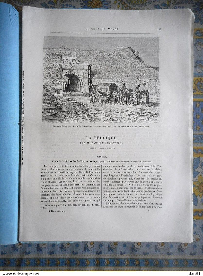 LE TOUR DU MONDE 02/07/1882 BELGIQUE ANVERS PORTES BERCHEM BOURSE ZWANELANG MARCHE HOSPICEHALLE POESJENELLE KELDER - 1850 - 1899