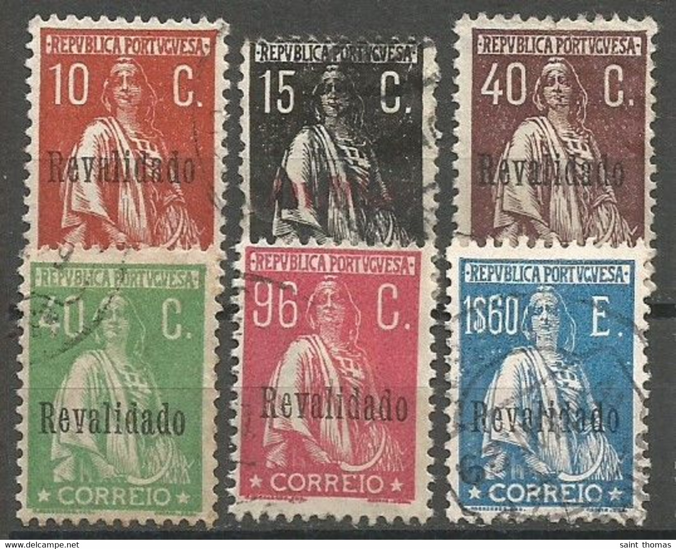 Portugal Afinsa 488/93 Complete Set Overprinted Revalidado Used 1929 Ceres - Used Stamps