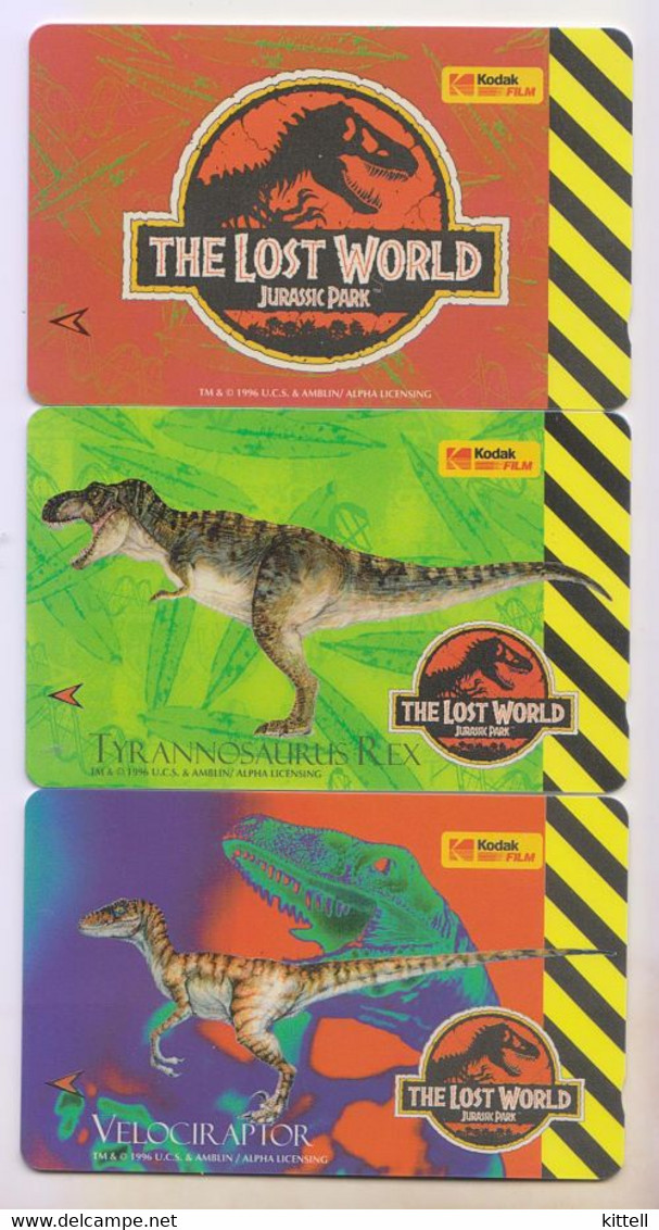 Singapore Old Phonecard Singtel Jurassic Park The Lost World  Dinosaur Unused 3 Cards - Altri & Non Classificati