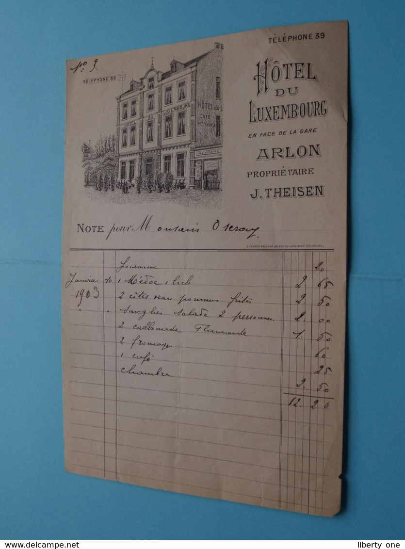 1903 Fact > HOTEL DU LUXEMBOURG ( Prop. J. Theisen ) > ARLON ( Zie SCAN ) - 1900 – 1949