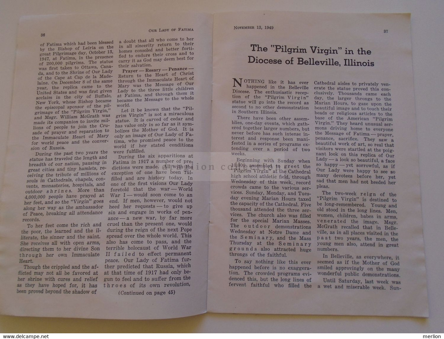 ZA374.7   Magazine  - Our Lady Of Fatima -Queen Of The Holy Rosary - 1949  Val. VI. Milwaukee  Wisconsin - Christianismus