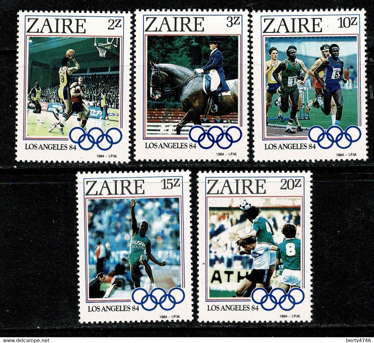 Zaïre 1984 OBP/COB 1239/43**, Mi 861/65**, Yv. 1169/73**  MNH Olymp. Games Los Angeles - Ongebruikt