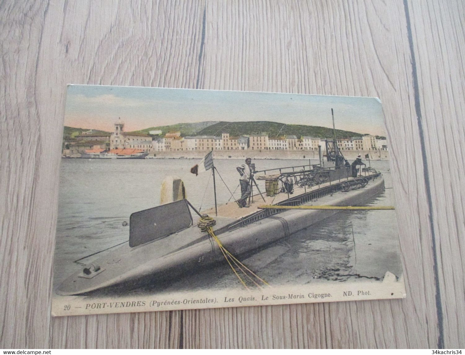 CPA Marine Française De Guerre Port Vendres Pyrénées Orientale Les Quai Le Sous Marin Cigogne - Submarines