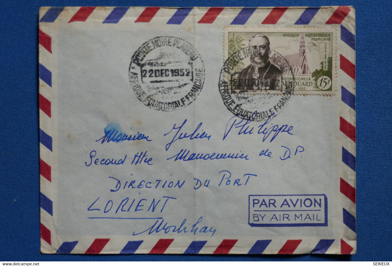 G19 AEF BELLE LETTRE 1952 POUR LORIENT FRANCE   + AFFRANCH INTERESSANT - Briefe U. Dokumente