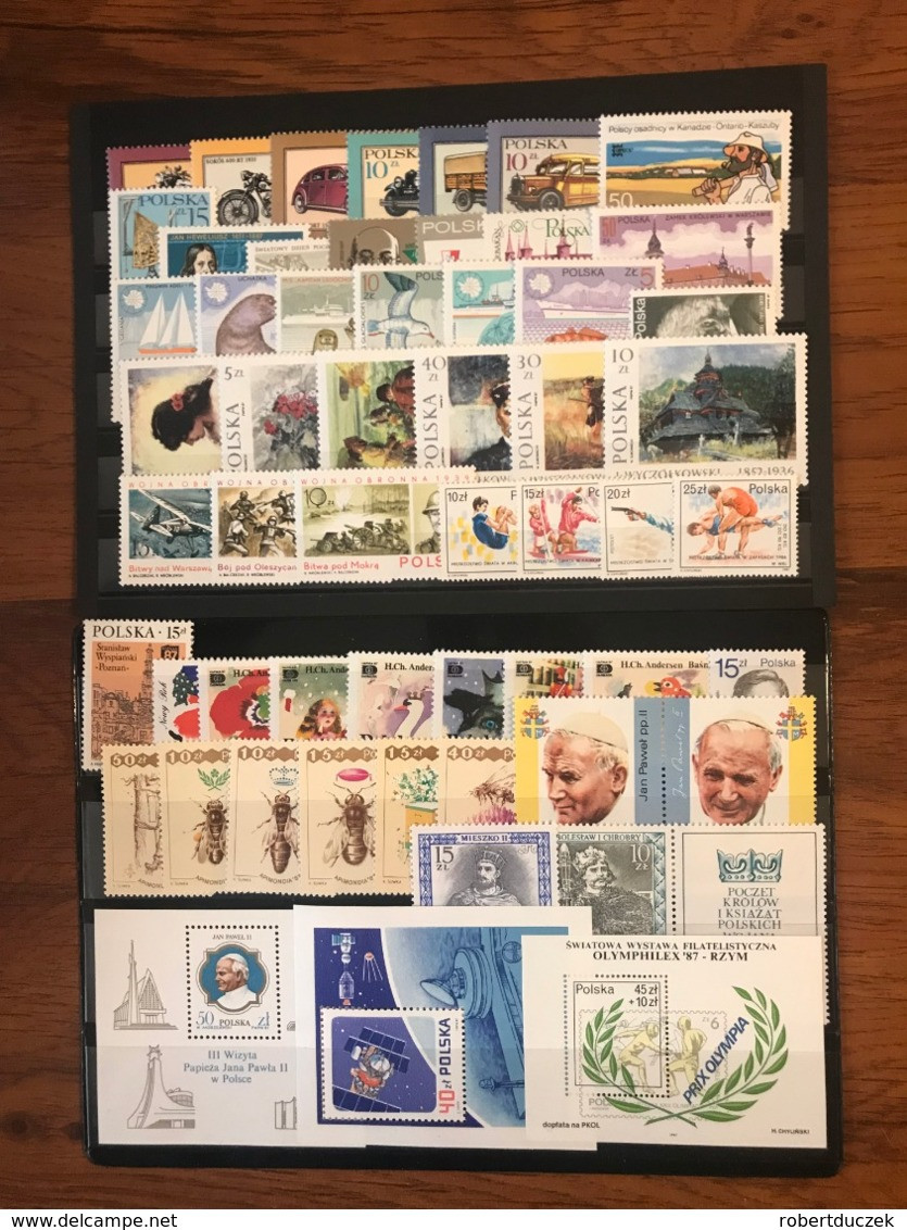 Poland 1987 Complete Year Set With Souvenir Sheets Basic MNH Perfect Mint Stamps. 55 Stamps And 3 Souvenir Sheets - Années Complètes
