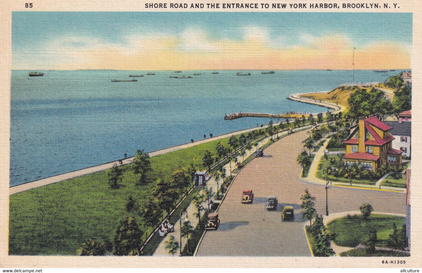 A9835-SHORE ROAD AND THE NARROWS THE ENTRANCE TO NEW YORK HARBOR, BROOKLYN NYC UNITED STATES VINTAGE POSTCARD - Brooklyn