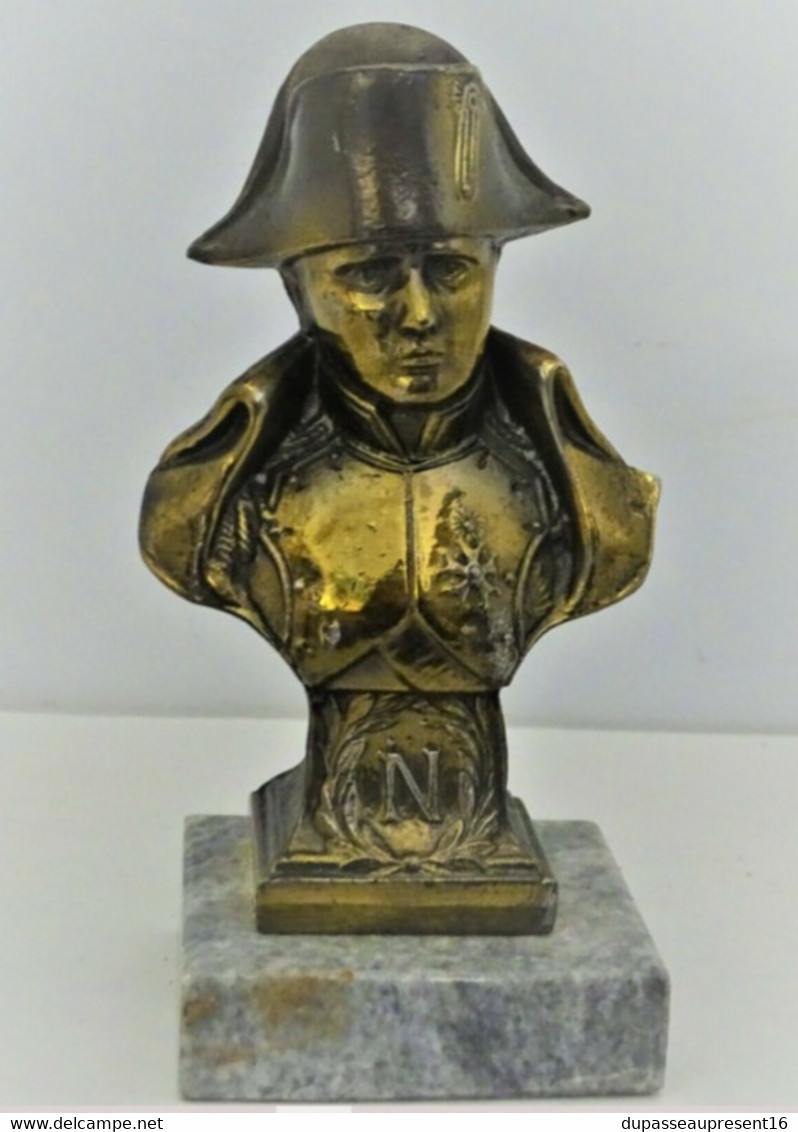 ANCIEN JOLI PETIT BUSTE NAPOLEON BONAPARTE En Régule Doré SOCLE MARBRE GRIS XXe Collection Vitrine Déco - Other & Unclassified