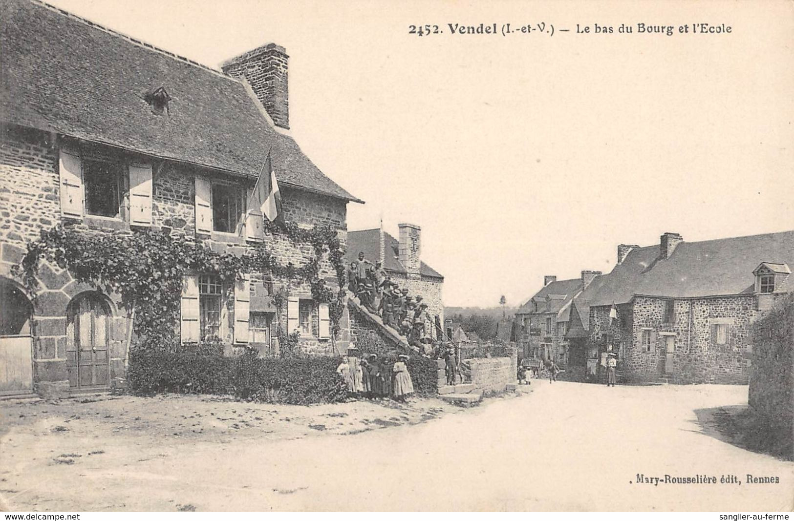 CPA 35 VENDEL LE BAS DU BOURG ET ECOLE - Autres & Non Classés