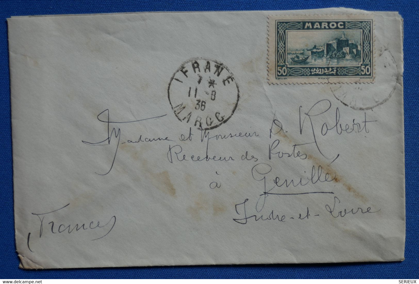 G19 MAROC  BELLE LETTRE 1936 IFRAN POUR GENILLEFRANCE + AFFRANCH INTERESSANT - Brieven En Documenten