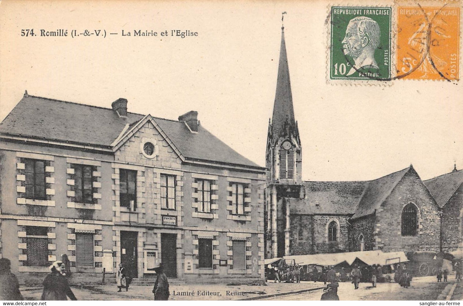 CPA 35 ROMILLE LA MAIRIE ET L'EGLISE - Sonstige & Ohne Zuordnung