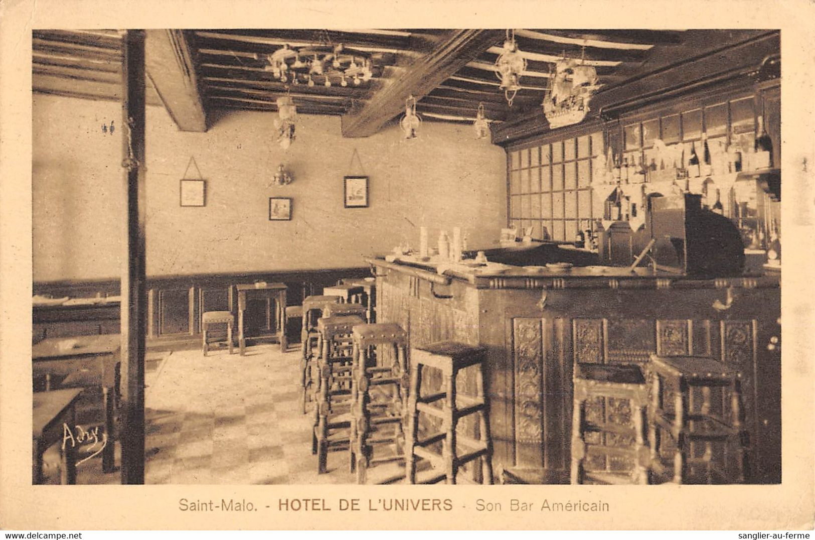 CPA 35 SAINT MALO HOTEL DE L'UNIVERS SON BAR AMERICAIN - Saint Malo