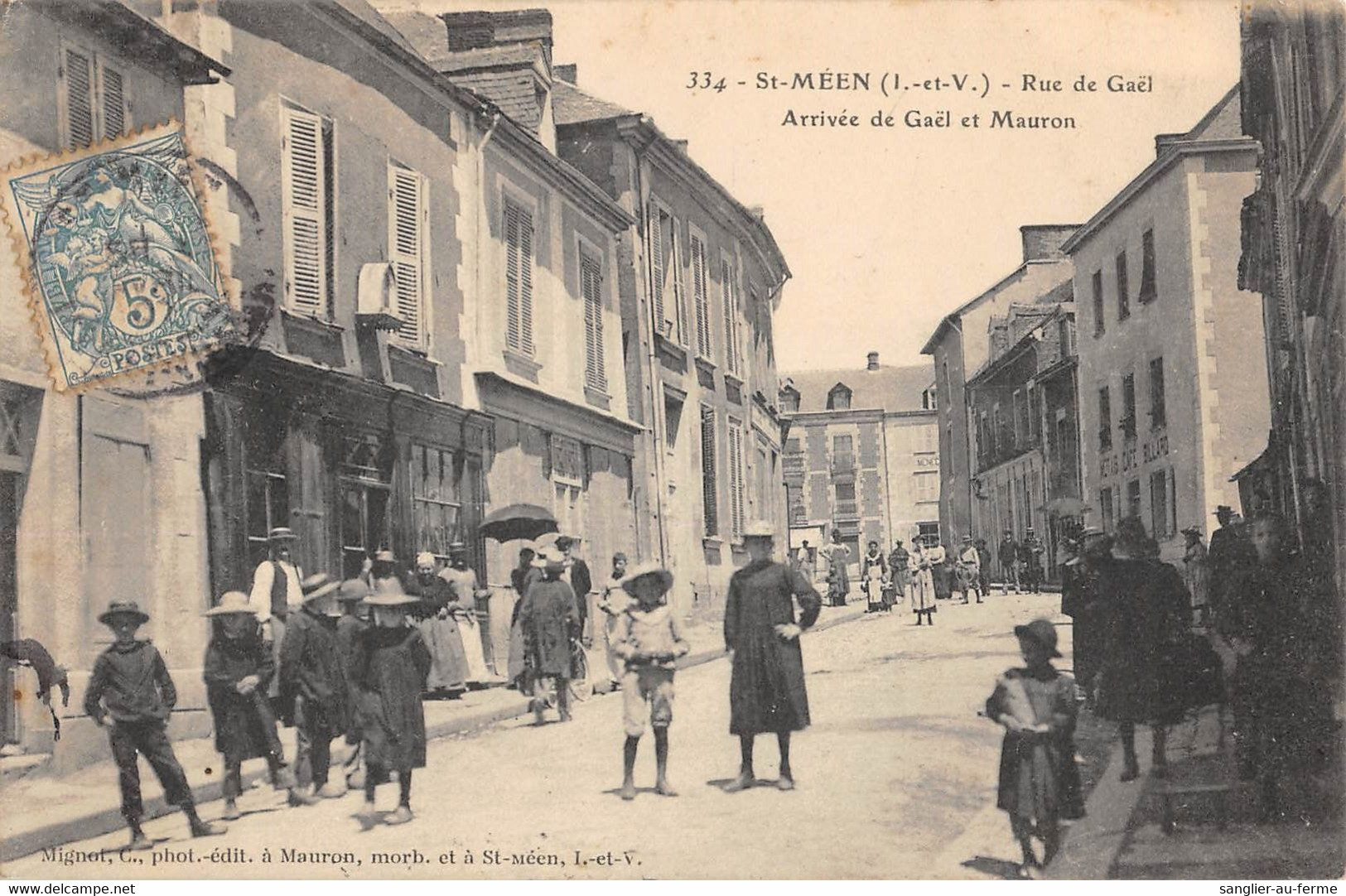 CPA 35 SAINT MEEN RUE DE GAEL ARRIVEE DE GAEL ET MAURON - Andere & Zonder Classificatie