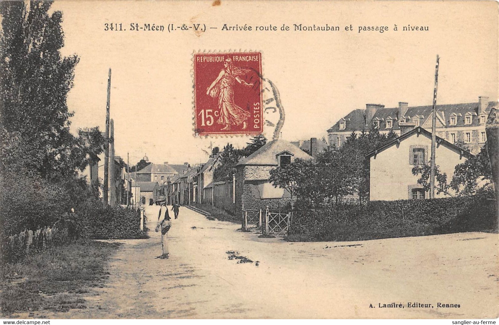 CPA 35 SAINT MEEN ARRIVEE ROUTE DE MONTAUBAN ET PASSAGE A NIVEAU - Andere & Zonder Classificatie