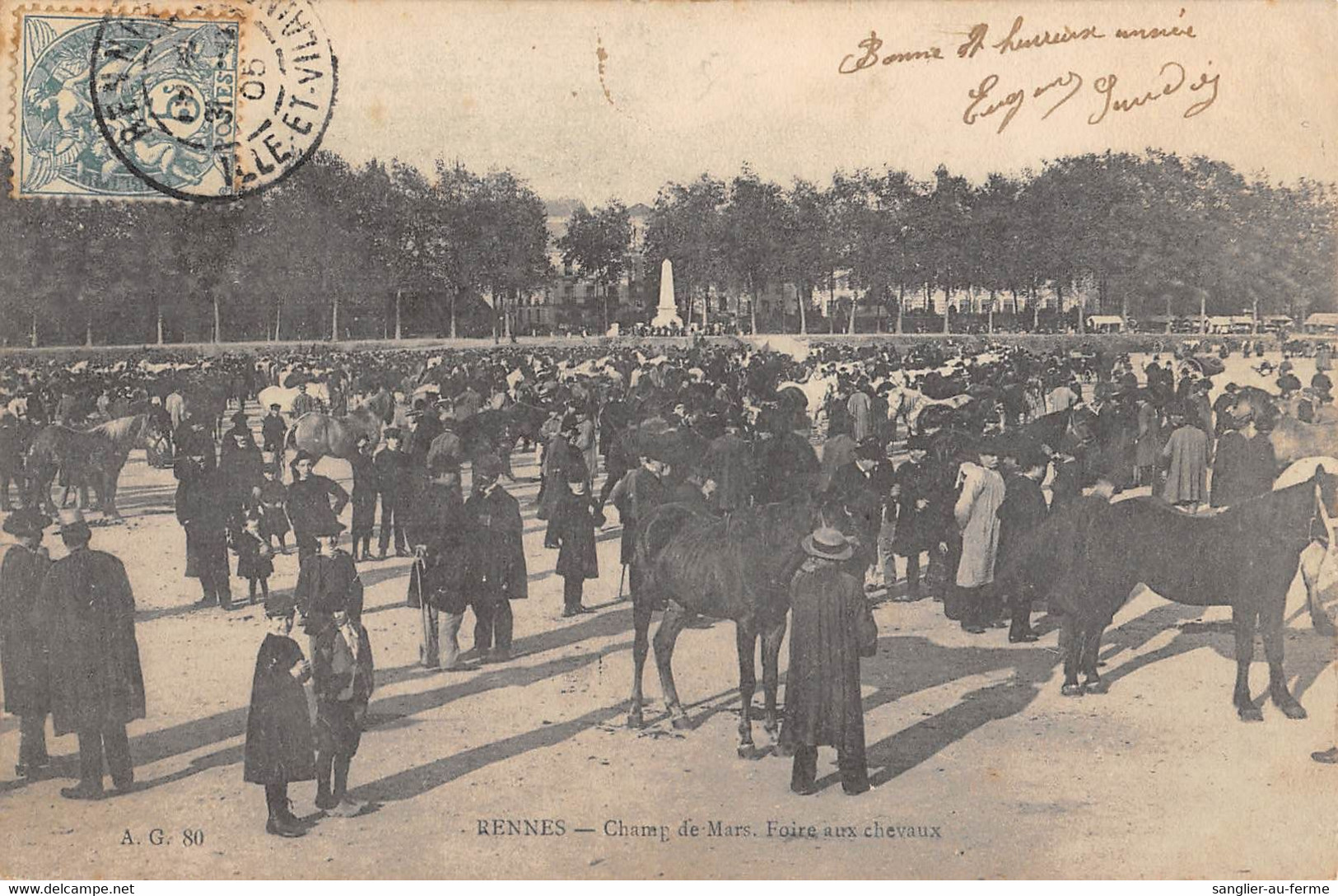 CPA 35 RENNES LE CHAMP DE MARS UN JOUR DE FOIRE LE MARCHE AUX PORCS - Rennes