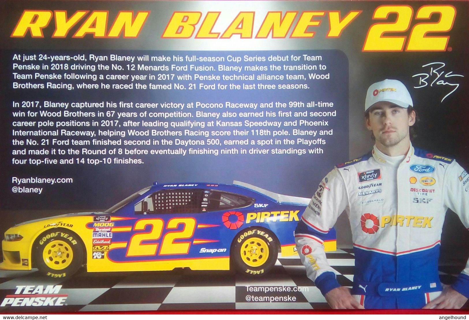 Ryan Blaney ( American Race Car Driver ) - Autógrafos