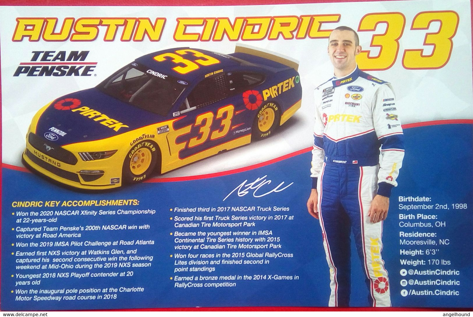 Austin Cindric ( American Race Car Driver) - Autógrafos