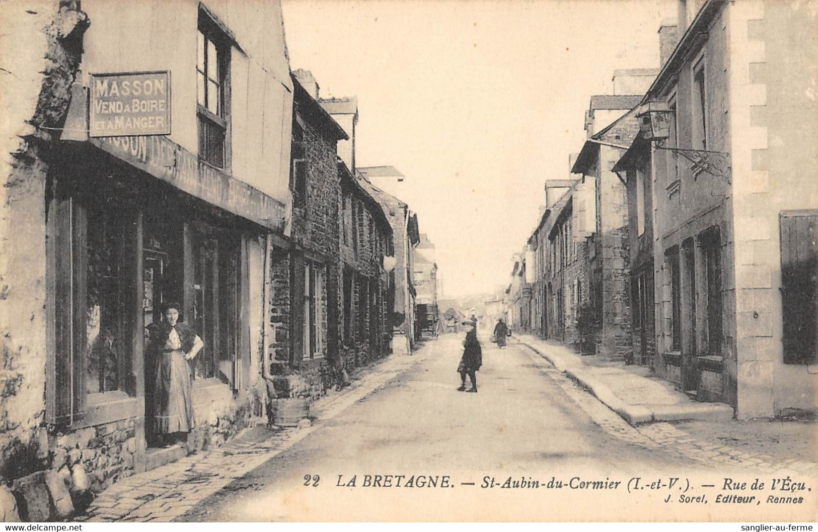 CPA 35 SAINT AUBIN DU CORMIER RUE DE L'ECU - Sonstige & Ohne Zuordnung