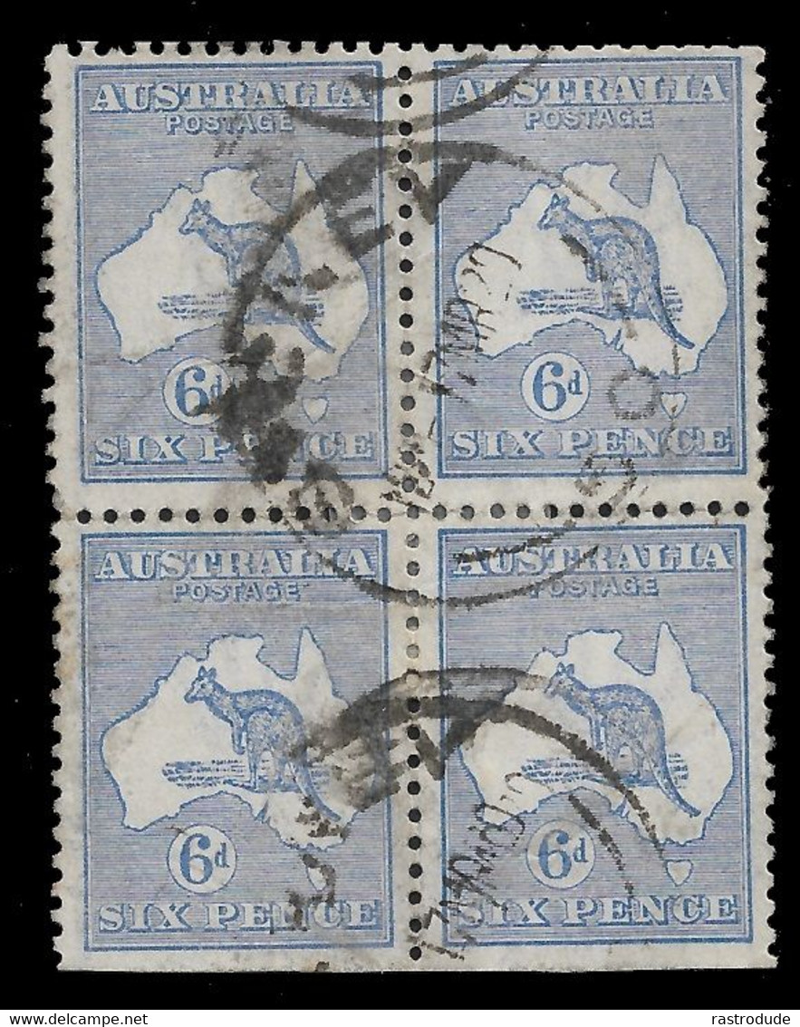 1915 AUSTRALIA ROOS 6d BLOCK OF 4 SG. 38 - IMPERF LOWER SIDE - Gebraucht