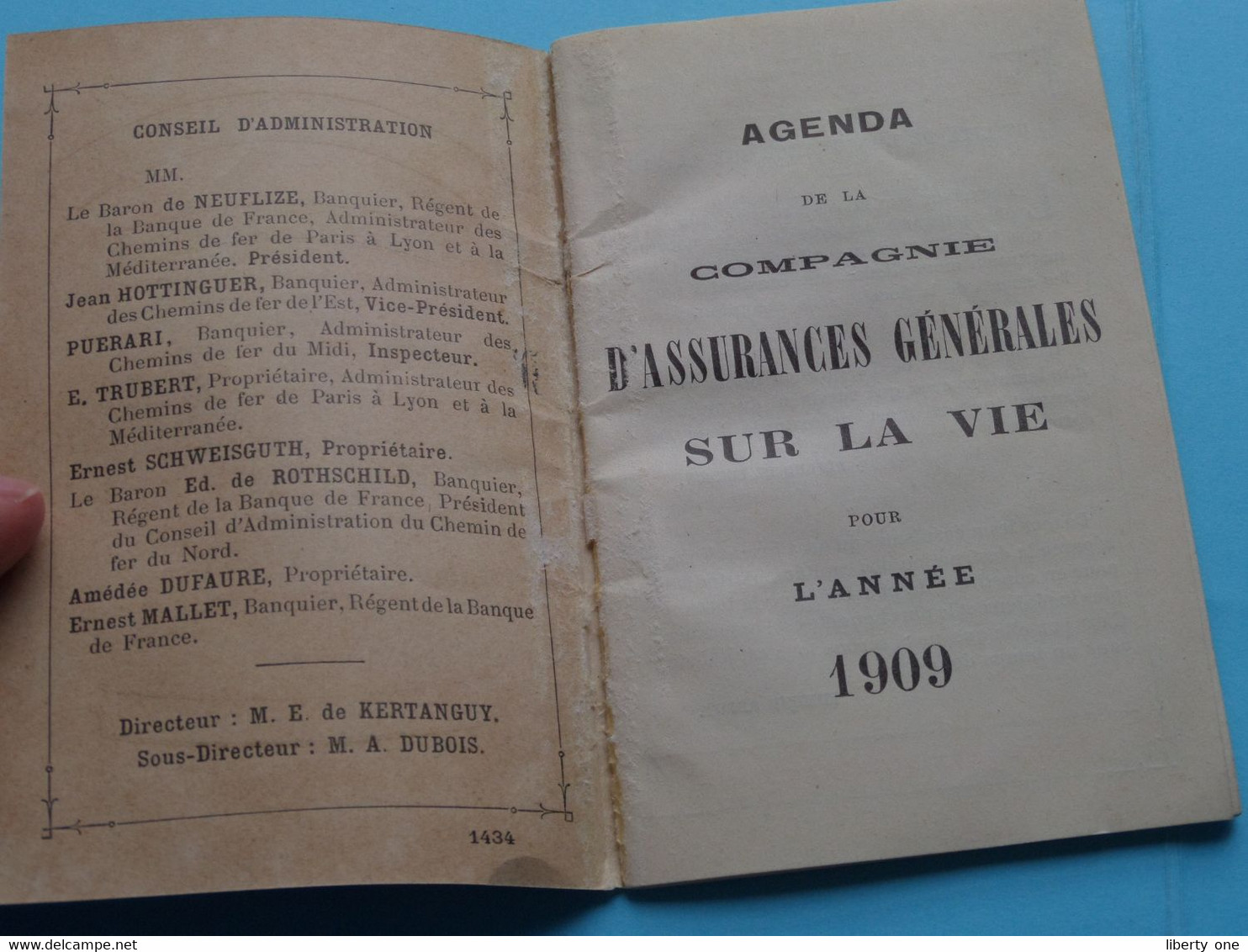 1909 Agenda De La Cie D'ASSURANCES Génerales SUR LA VIE > PARIS / BRUXELLES ( Zie/voir SCANS) Crayon ! - Formato Piccolo : 1901-20