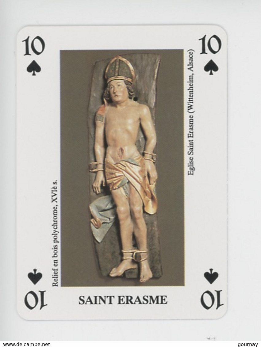 Saint Erasme, Relief Bois Polychrome XVIè S. église Saint Erasme à Wittenheim Alsace (carte à Jouer) Art Religieux - Wittenheim