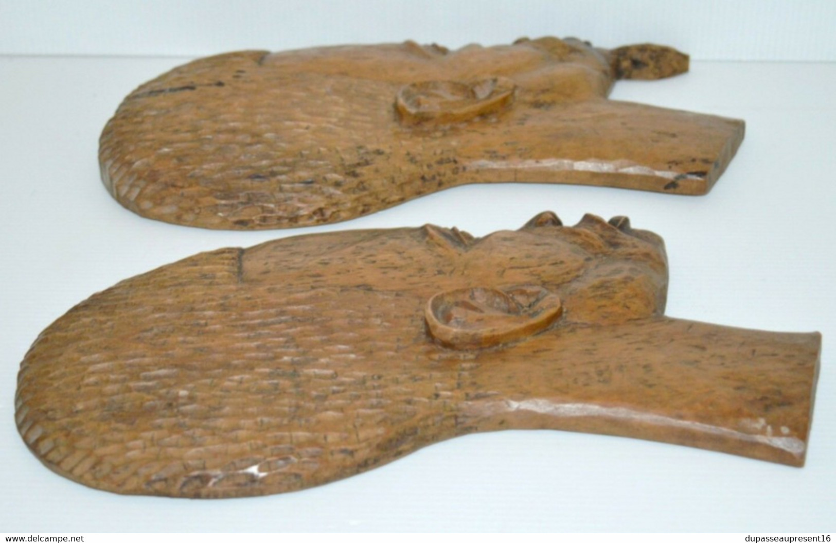 2 PROFILS BOIS Sculpté HOMME et FEMME AFRICAINS SCULPTURE AFRIQUE ANCIENS déco COLLECTION DECO VITRINE