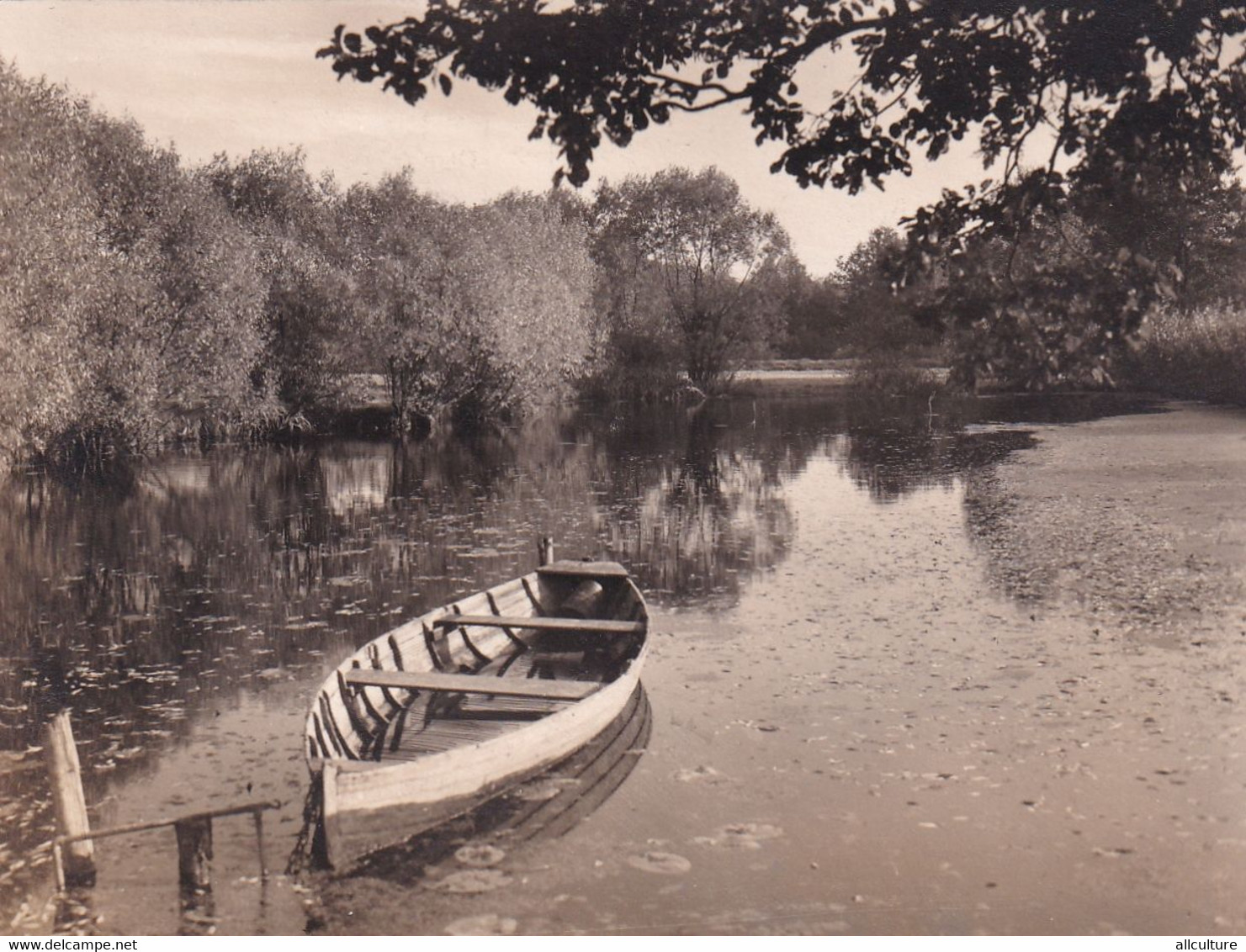 A10069- FISHING BOAT ON THE LAKE VINTAGE PHOTO PHOTOGRAPH POSTCARD - Pêche