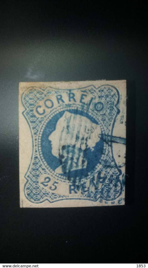 D.MARIA II - MARCOFILIA - 1ªREFORMA (61) GUIMARÂES EM COR AZUL - Used Stamps
