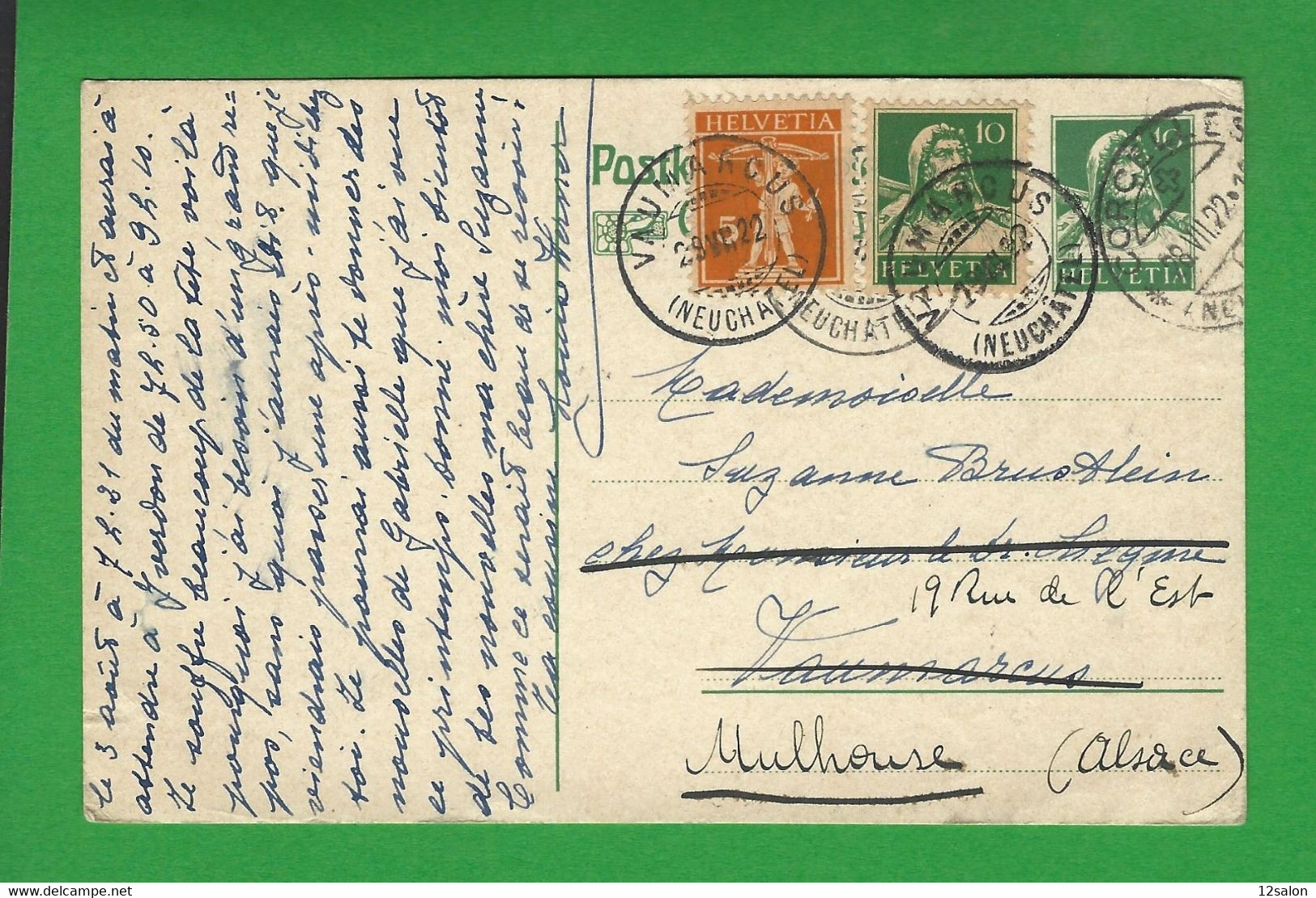 ENTIERS POSTAUX SUISSE Obl VAUMARCUS - Stamped Stationery