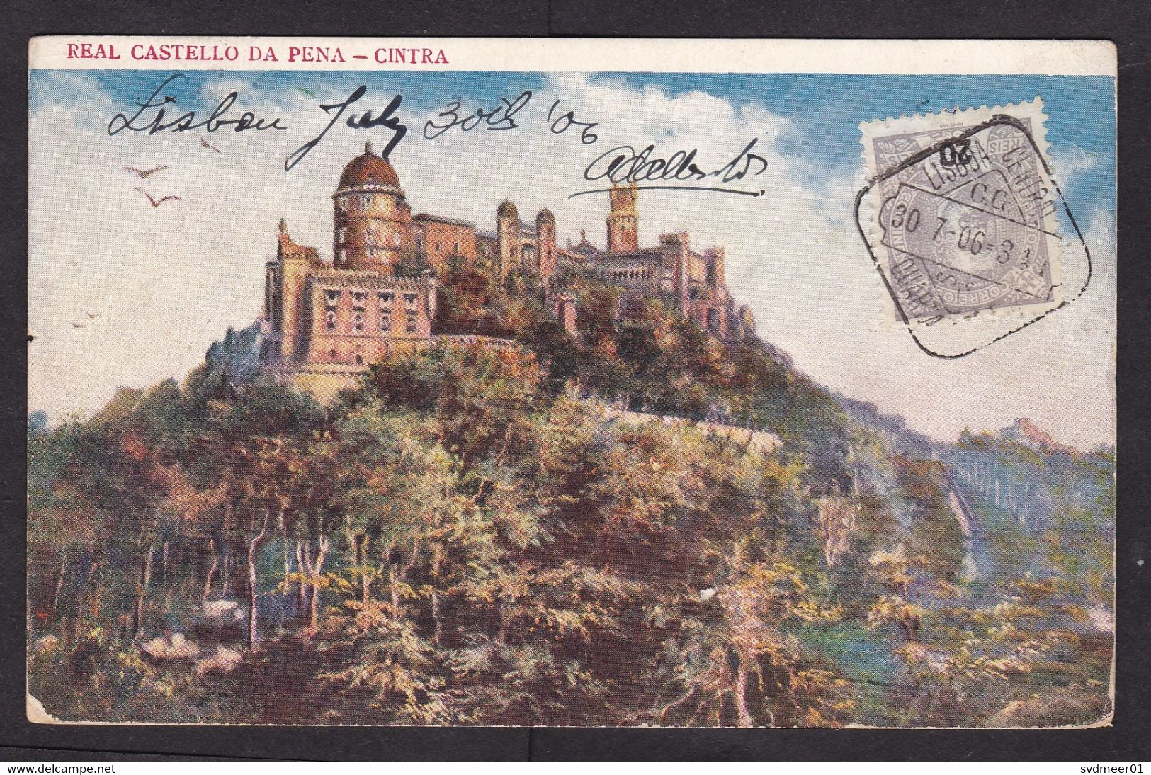 Portugal: Picture Postcard To USA, 1906, 1 Stamp, King (traces Of Use) - Other & Unclassified