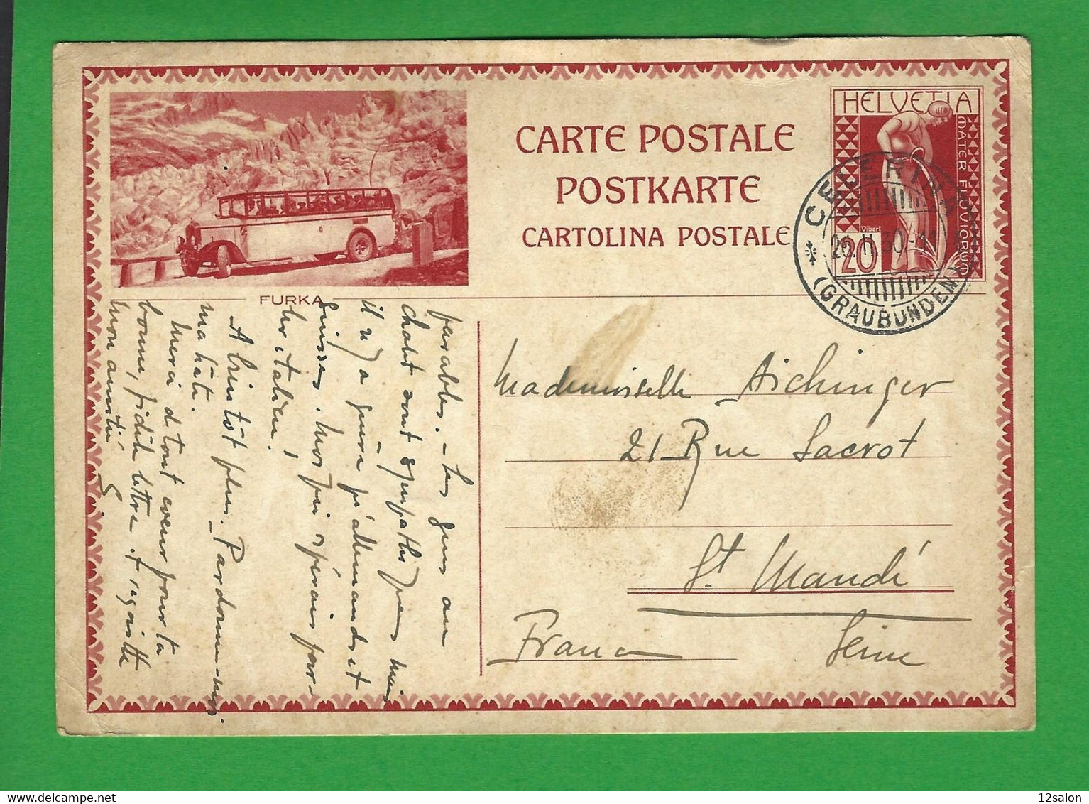 ENTIERS POSTAUX SUISSE Obl CELERINA - Stamped Stationery