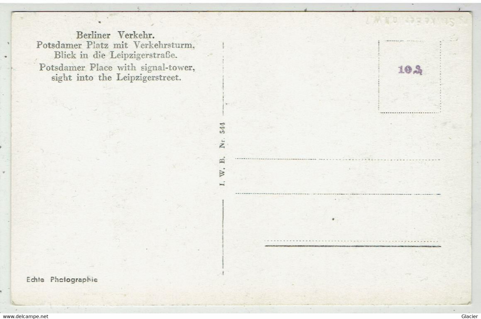 BERLIN - Potsdamerplatz M. Verkehrsturm - Berliner Verkehr - Blick I. D. Leipzigerstrasse - Schöneberg