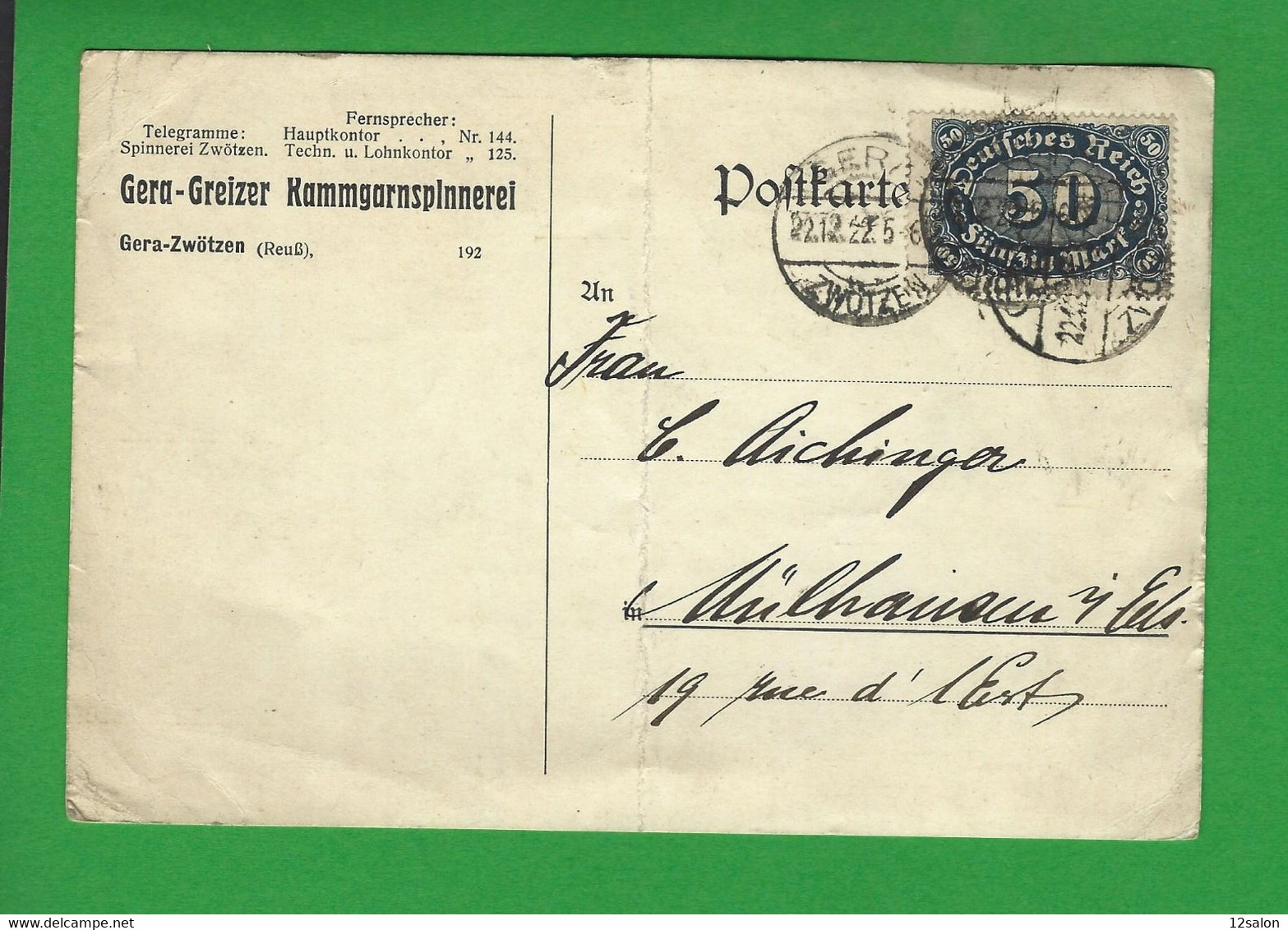 CARTE ALLEMAGNE Obl SERA - Storia Postale