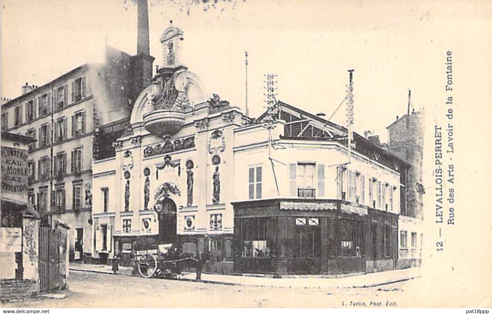 92 - LEVALLOIS PERRET : Rue Des Arts - Lavoir De La Fontaine ( Attelage ) - CPA  - Hauts De Seine - Levallois Perret