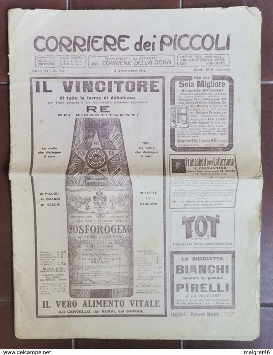 CORRIERE DEI PICCOLI  5 NOVEMBRE ANNO 1911 FUMETTO BAMBINI - Corriere Dei Piccoli