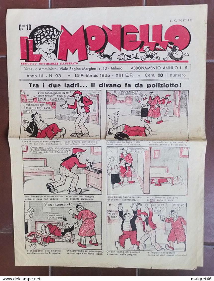 IL MONELLO 14 FEBBRAIO ANNO1935 FUMETTO BAMBINI - Corriere Dei Piccoli