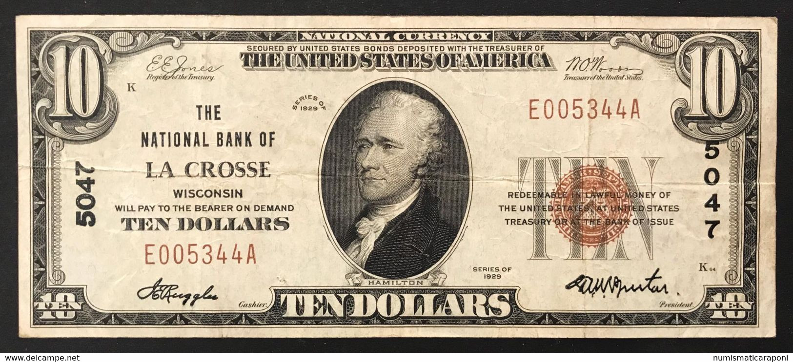 Usa U.s.a. 10 Dollars 1929 National Bank Of La Crosse Wisconsin Lotto 1519 - Biglietti Degli Stati Uniti (1928-1953)