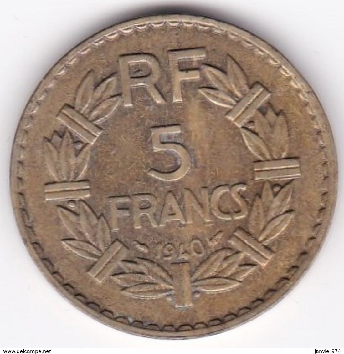 5 Francs Lavrillier 1940, Bronze Aluminium , Gad# 761, TTB - 5 Francs