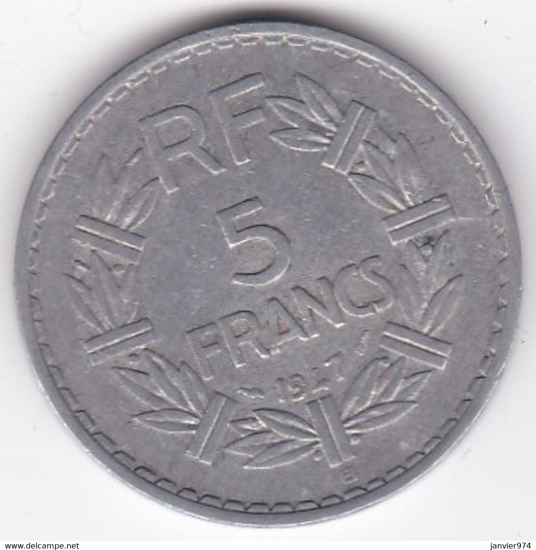 5 Francs Lavrillier 1947 B (Beaumont Le Roger) , 9 Ouvert , Aluminium - 5 Francs