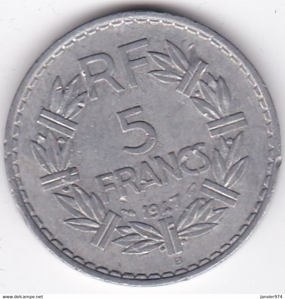 5 Francs Lavrillier 1947 B (Beaumont Le Roger) , 9 Fermé , Aluminium - 5 Francs