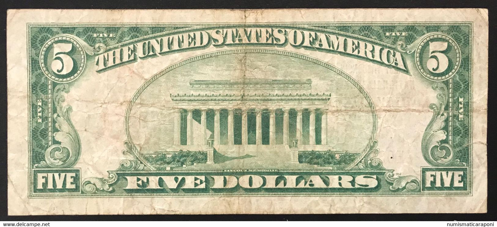 Usa U.s.a. 5 Dollars 1929 FIRST WISCONSIN NATIONAL BANKNOTE MILWAUKEE Strappetto Lotto 1541 - Billetes De Estados Unidos (1928-1953)